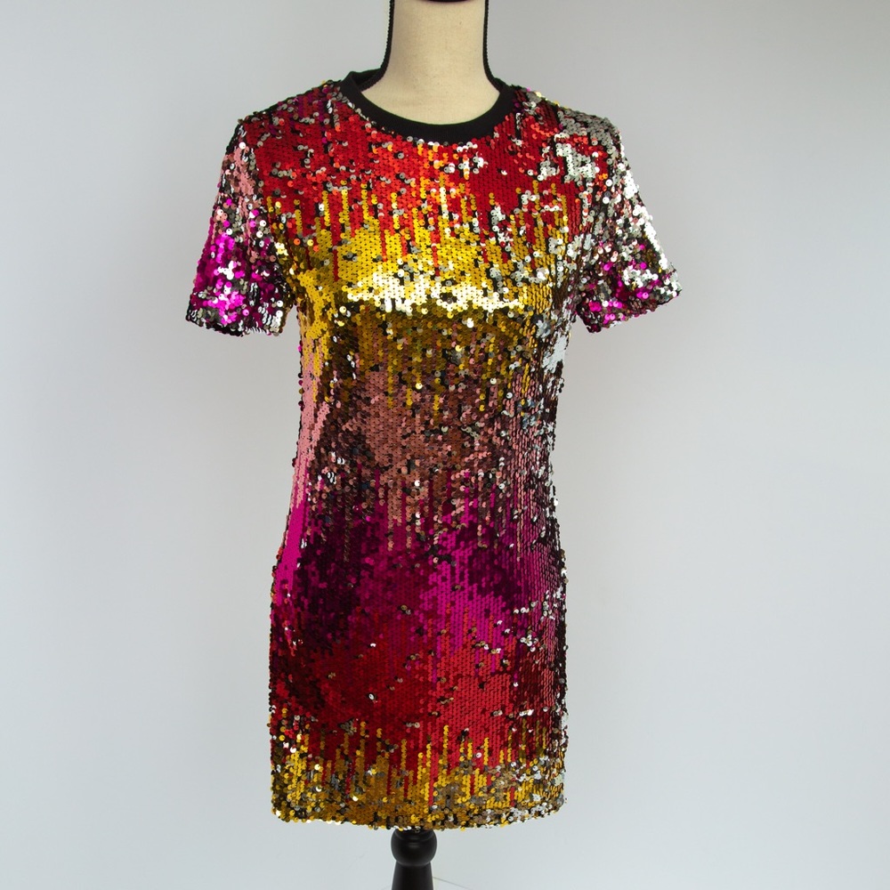 Metallic sequin cocktail dress party dress multicolor Forever 21 M